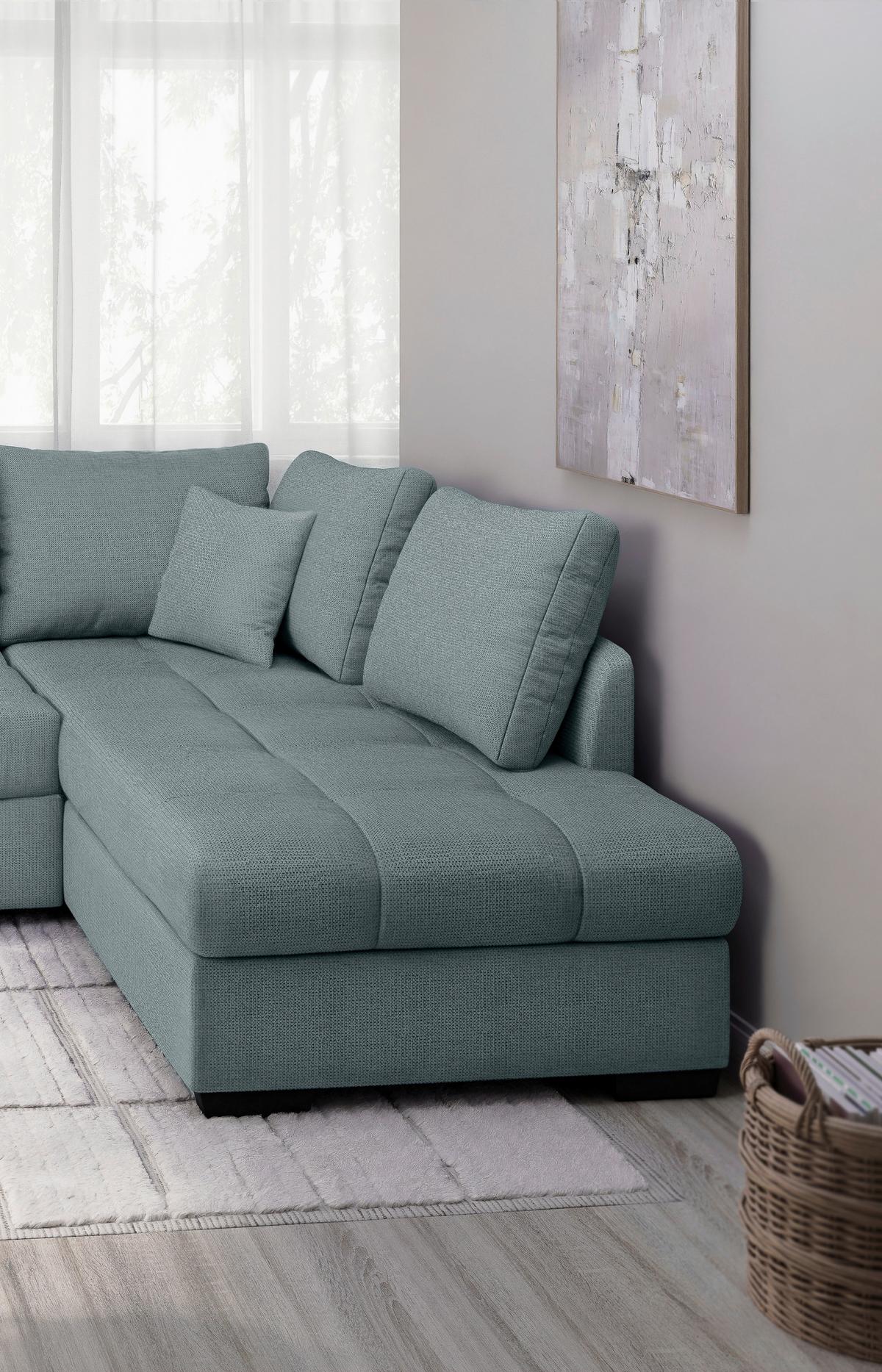 Eckschlafsofa Alvito Mintgrün S: 298x202 Cm - Schwarz/Mintgrün, MODERN, Textil (298/202cm) - MID.YOU