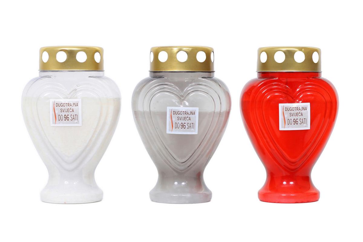 Kegyeleti Mécses William - piros/fehér, Konventionell, műanyag/természetes anyagok (11,4/17,9cm) - Ondega