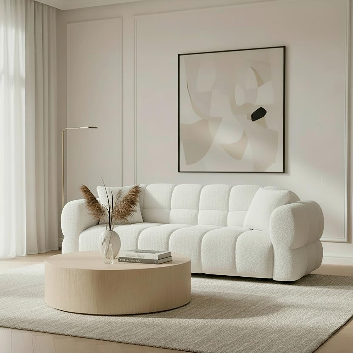 Pohovka MARIE, biela ženilka, max. 360 kg - čierna/biela, Modern, drevo/textil (232/77/90cm) - Bessagi Home