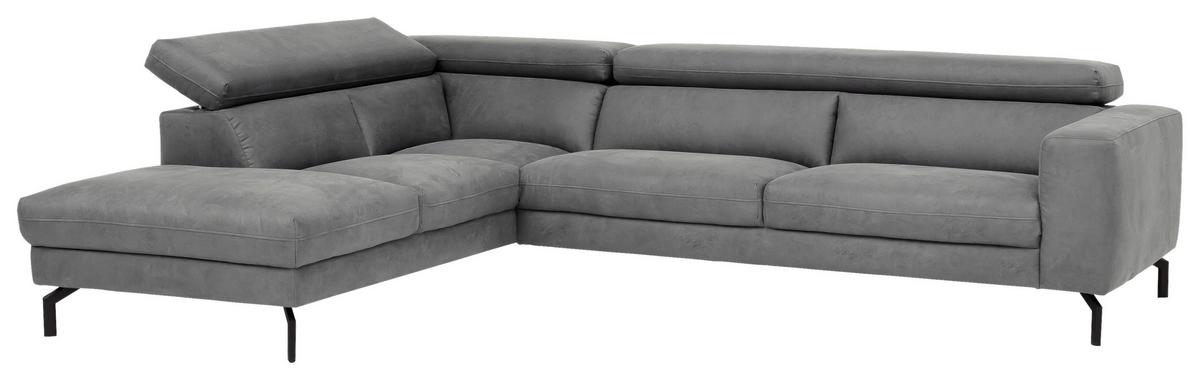 Ecksofa California - Schwarz/Grau, MODERN, Textil (233/305cm) - Trendmanufaktur