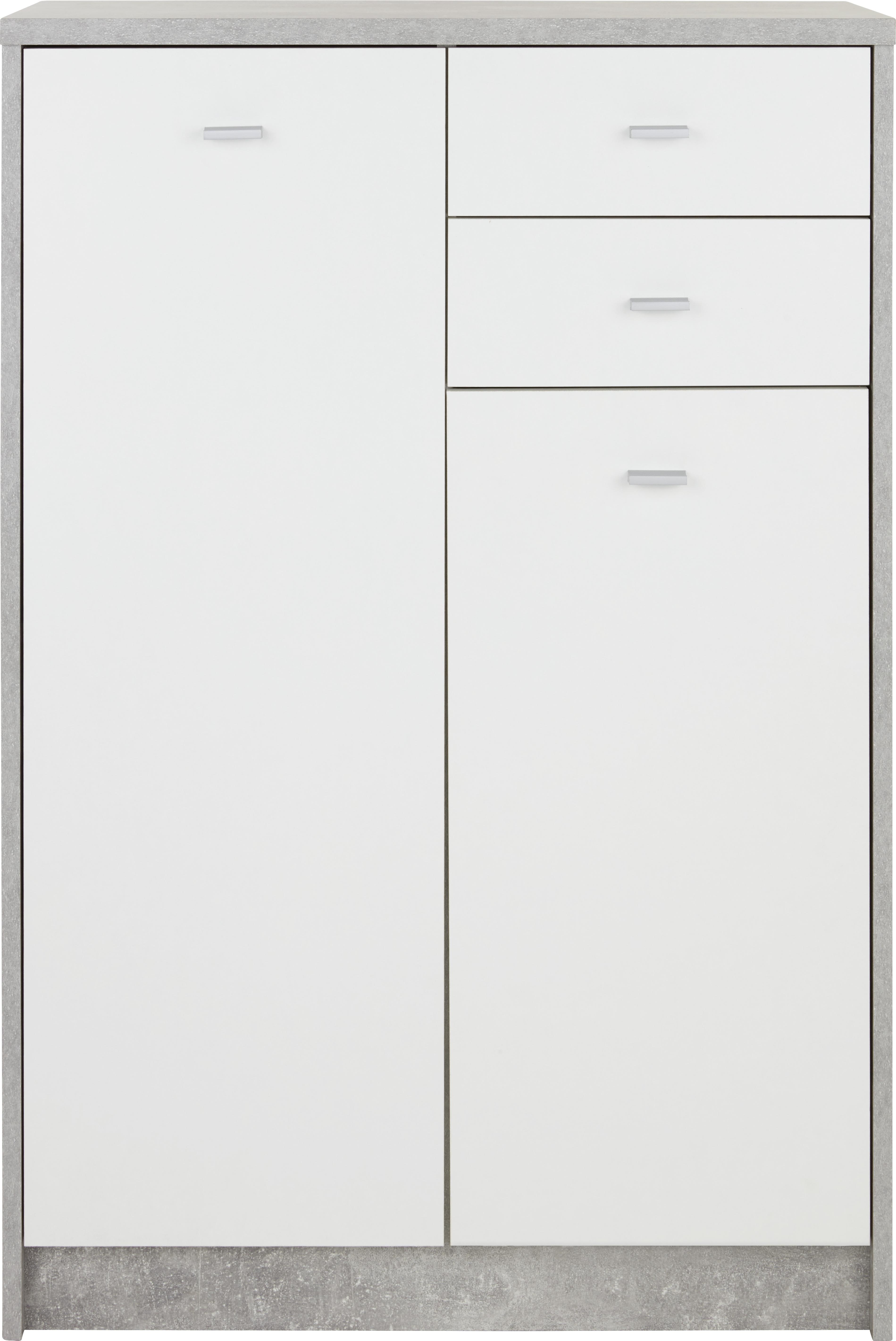 Kommode B 74cm 4-You New, Betonoptik/Weiß - Schwarz/Weiß, MODERN, Holzwerkstoff (74/111,4/34,6cm)