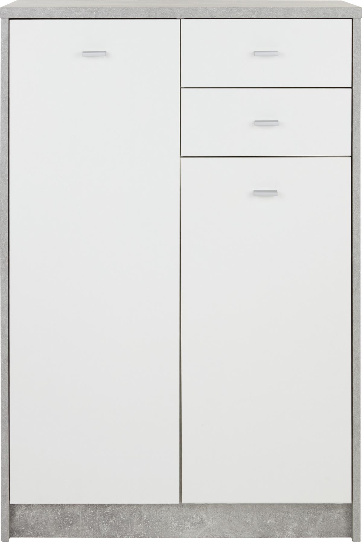 Kommode B 74cm 4-You New, Betonoptik/Weiß - Schwarz/Weiß, MODERN, Holzwerkstoff (74/111,4/34,6cm)