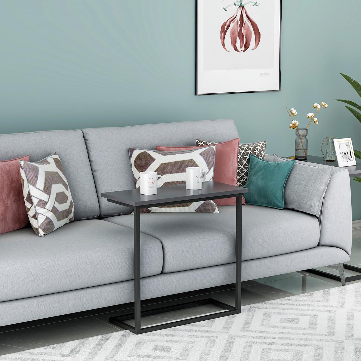 Beistelltisch Narin Anthrazit B: 64 Cm - Anthrazit/Schwarz, Design, Holzwerkstoff/Metall (64/30/62cm) - Livetastic