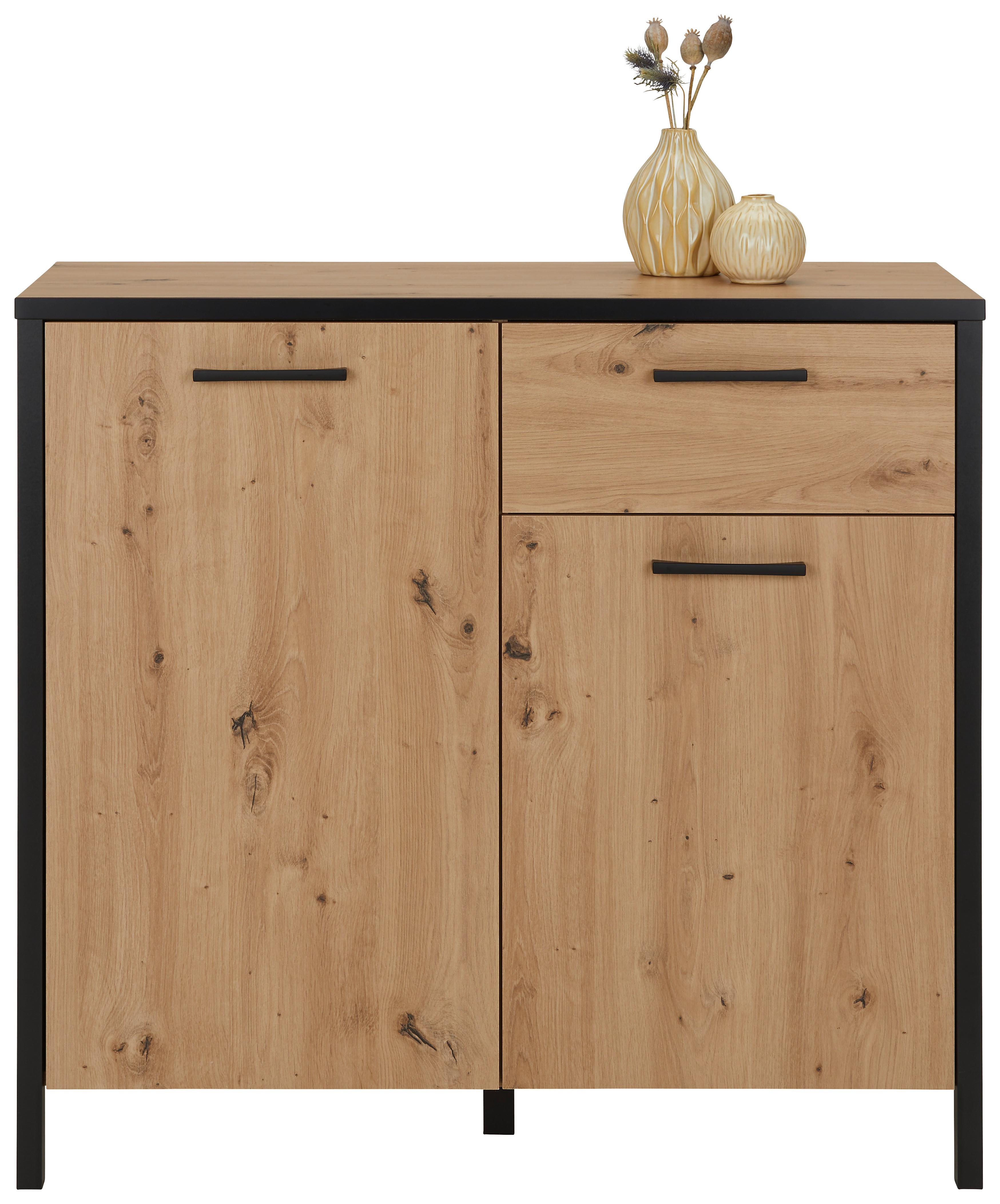 KOMODA KIRIKUS - černá/barvy dubu, Lifestyle, kompozitní dřevo/plast (95/88/40cm) - Mömax