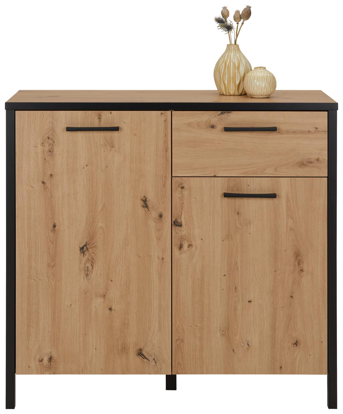 KOMODA KIRIKUS - černá/barvy dubu, Lifestyle, kompozitní dřevo/plast (95/88/40cm) - Mömax