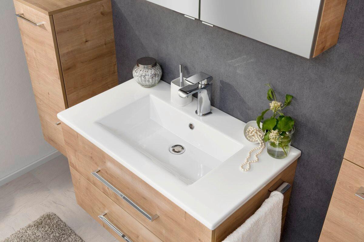 Badezimmer B.Perfekt Eichefarben 3-Teilig - Eichefarben/Weiß, Basics, Glas/Keramik (82cm) - MID.YOU