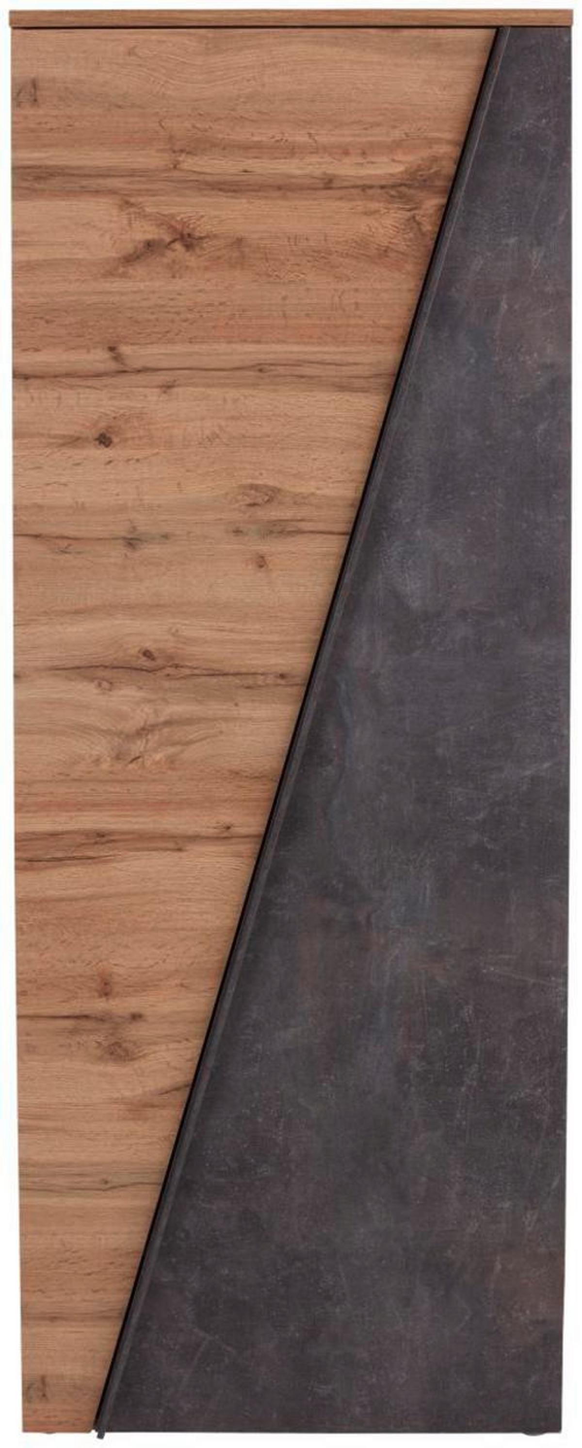 Botník VENEDIG VENEDIG - barvy dubu/černá, Moderní, kompozitní dřevo/plast (70/196/35cm)