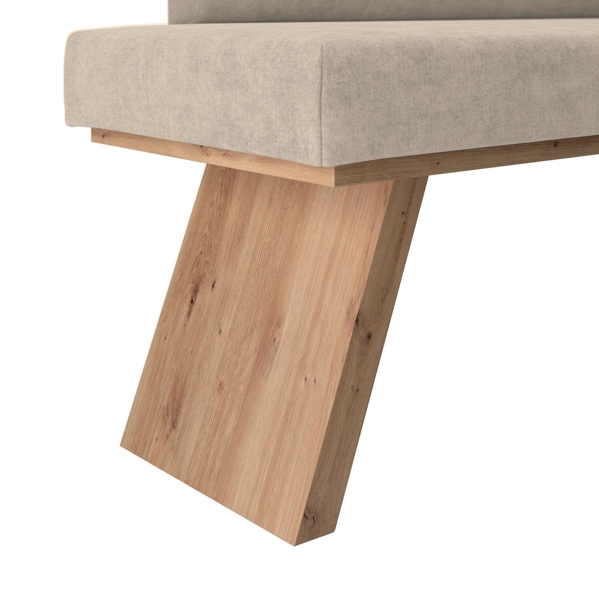 Eckbank Emma Ii Webstoff Beige, B: 185 Cm - Eichefarben/Beige, KONVENTIONELL, Holzwerkstoff/Textil (185/150cm)