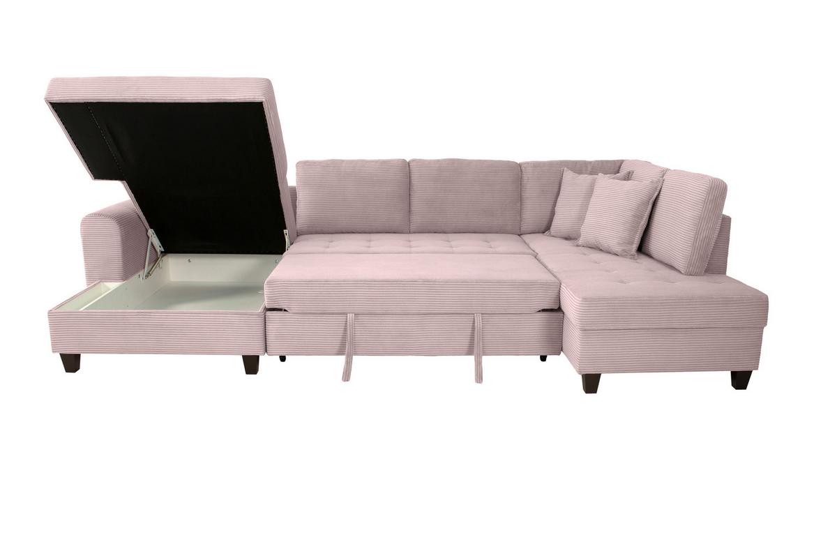 Wohnlandschaft Moritz Rosa U-Form:155x324x178 Cm - Rosa, Trend, Textil (155/324/178cm)