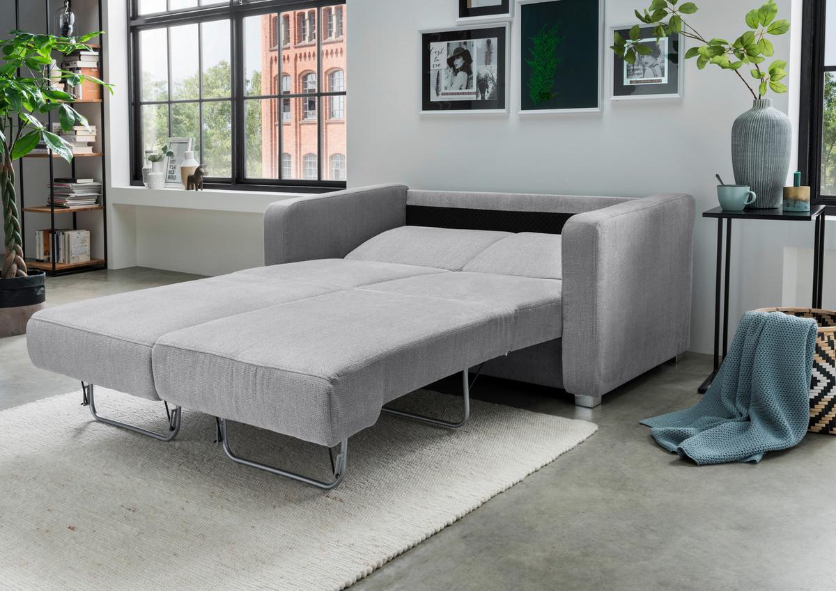Schlafsofa Mia, Silberfarben B: 159 Cm - Chromfarben/Silberfarben, Basics, Textil (159/88/87cm) - Livetastic