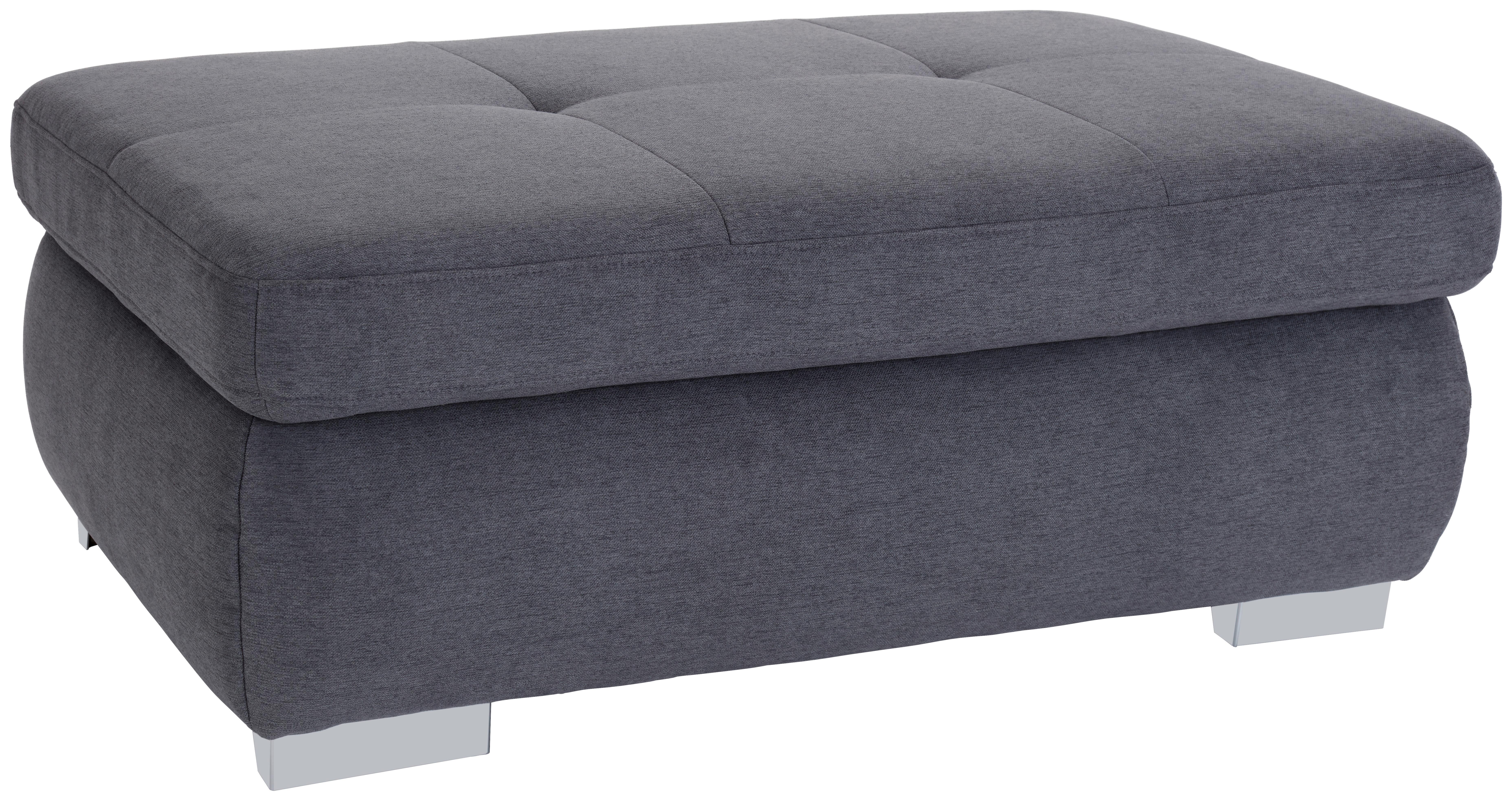 Hocker Mit Stauraum Webstoff Grau H: 64 Cm - Chromfarben/Grau, MODERN, Textil (129/47/64cm) - Luca Bessoni