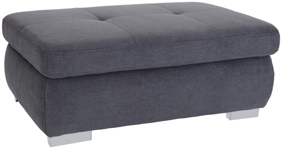 Hocker Mit Stauraum Webstoff Grau H: 64 Cm - Chromfarben/Grau, MODERN, Textil (129/47/64cm) - Luca Bessoni