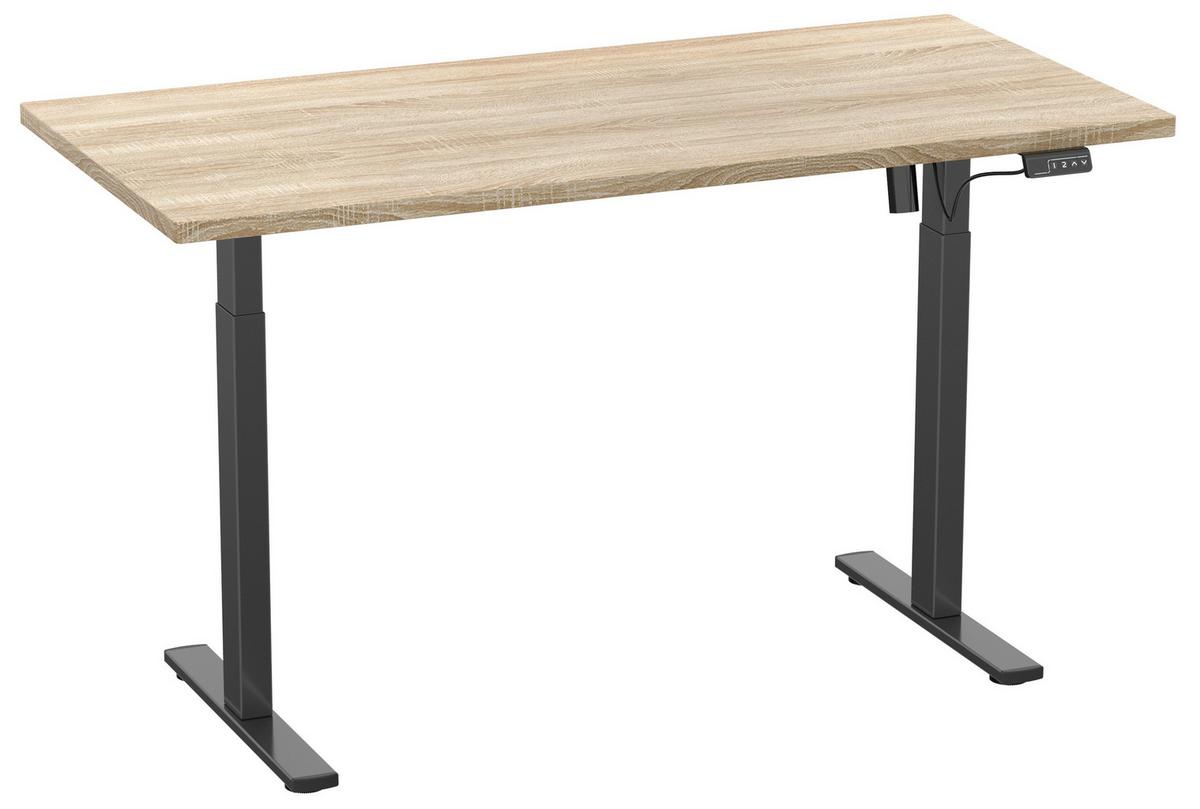 Schreibtisch E-Lona Sonoma Eiche L: 140 cm - Schwarz/Sonoma Eiche, Design, Holzwerkstoff/Metall (140/50/71cm) - MID.YOU