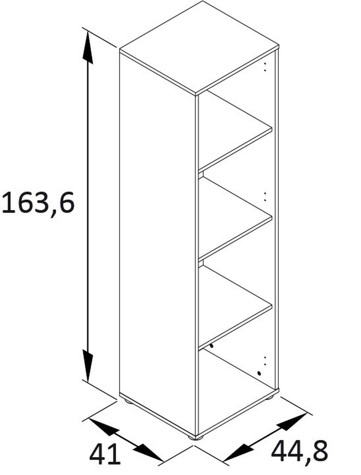 Aktenregal Emmik Schwarz/Eiche Dekor B: 44,8cm - Eichefarben/Schwarz, MODERN, Holzwerkstoff (44,8/163,6/41cm) - MID.YOU