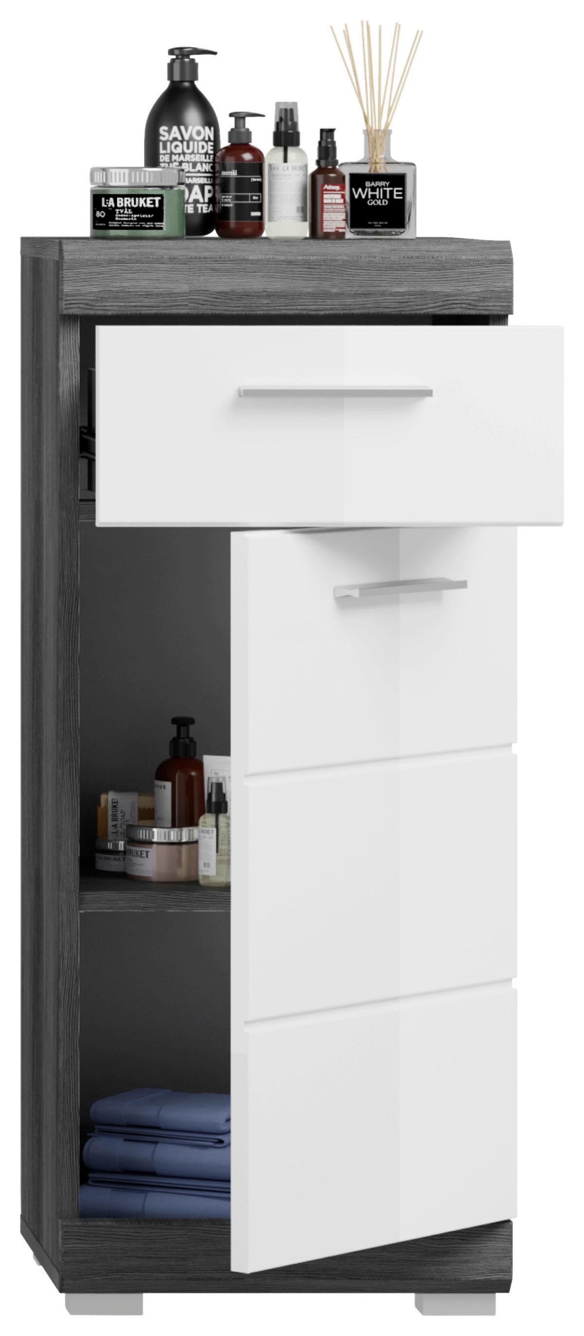 Badezimmer Scout - Weiß Hochglanz/Anthrazit, MODERN, Holzwerkstoff (97cm) - MID.YOU