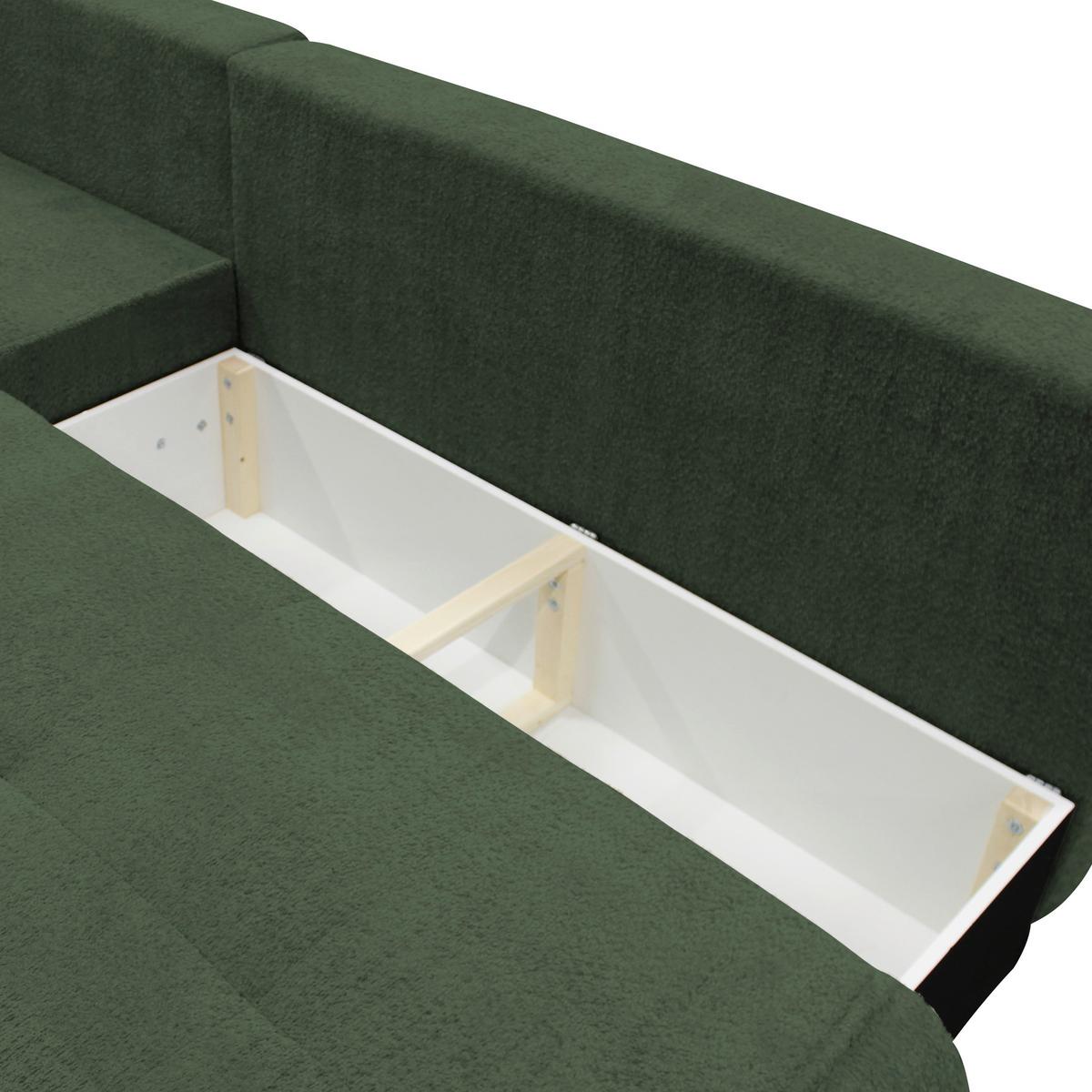 Ecksofa Paros Dunkelgrün 179x277 Cm - Dunkelgrün/Schwarz, Design, Textil (179/277cm) - MID.YOU