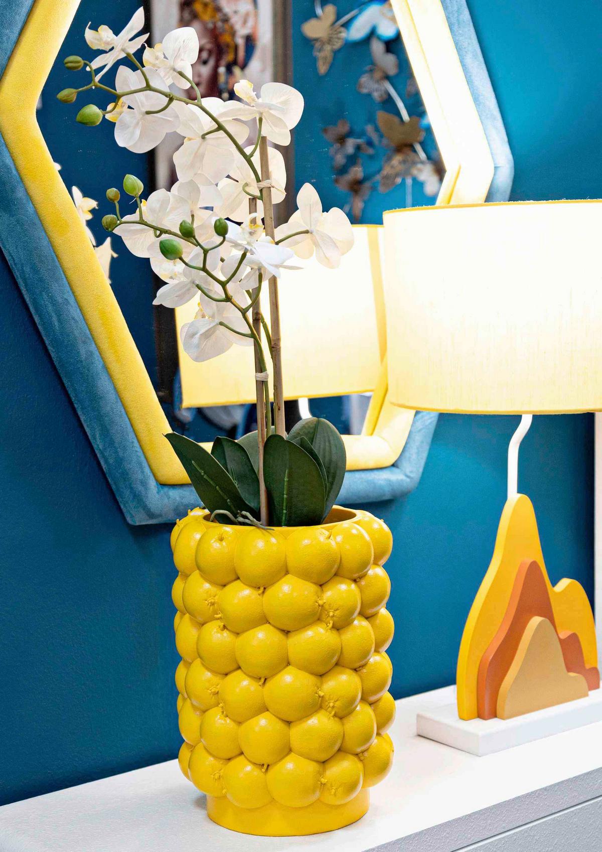Vase Lemons Gelb B: 21 cm - Gelb, Basics, Kunststoff (21/28/21cm)