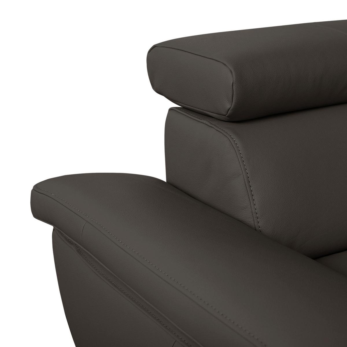 Ecksofa Lugano Teilleder Dunkelbraun 248x208 - Chromfarben/Dunkelbraun, Design, Leder/Textil (248/208cm) - Livetastic