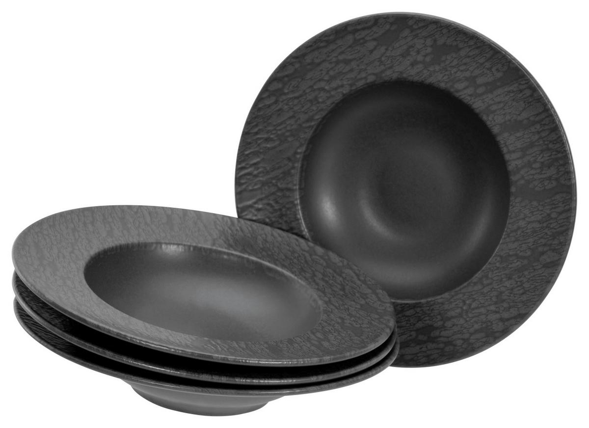 Talíŕ na těstoviny LAVASTONE ANTRACIT, 4-dílný - antracitová, Trend, keramika (27cm) - Creatable