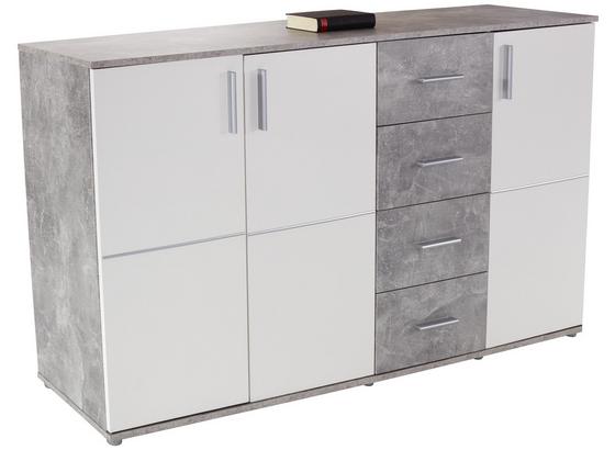 Kommode Ina05 B:176cm Beton Optik/ Weiß Dekor - Weiß/Grau, MODERN, Holzwerkstoff (175,6/95,2/38,3cm) Kommode Ina05 B:176cm Beton Optik/ Weiß Dekor - Weiß/Grau, MODERN, Holzwerkstoff (175,6/95,2/38,3cm)