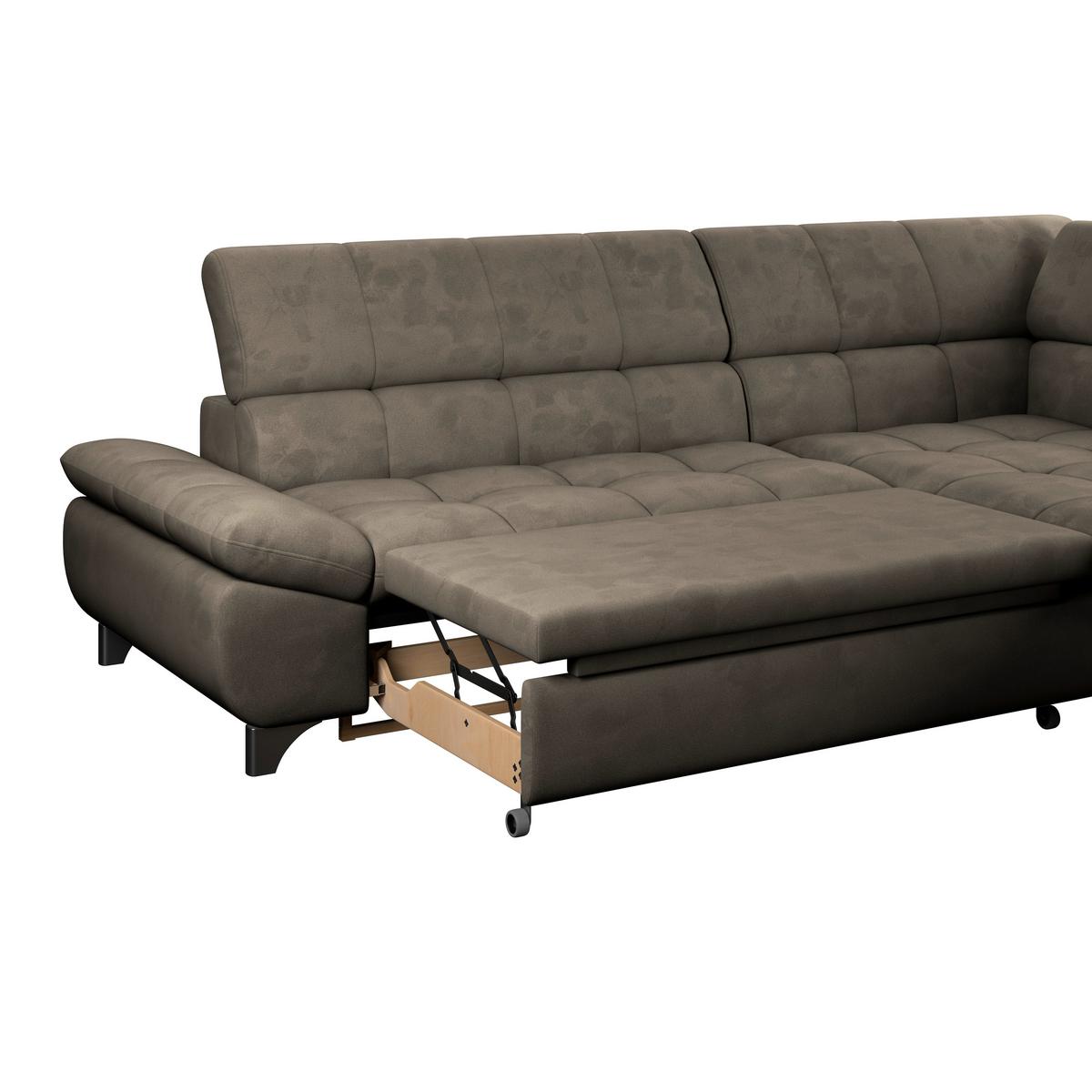 Ecksofa Gemini Taupe, B: 312cm - Taupe/Chromfarben, KONVENTIONELL, Textil (312/234cm)