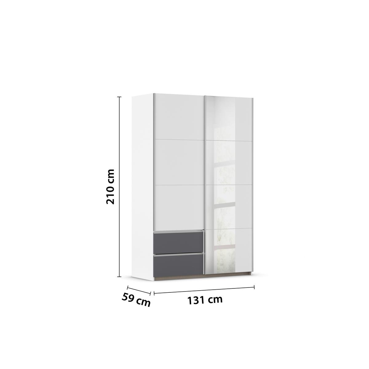 Schwebetürenschrank Stoke Grau Weiß B: 131 cm - Weiß/Grau, MODERN, Holzwerkstoff (131/210/59cm) - Rauch Möbel