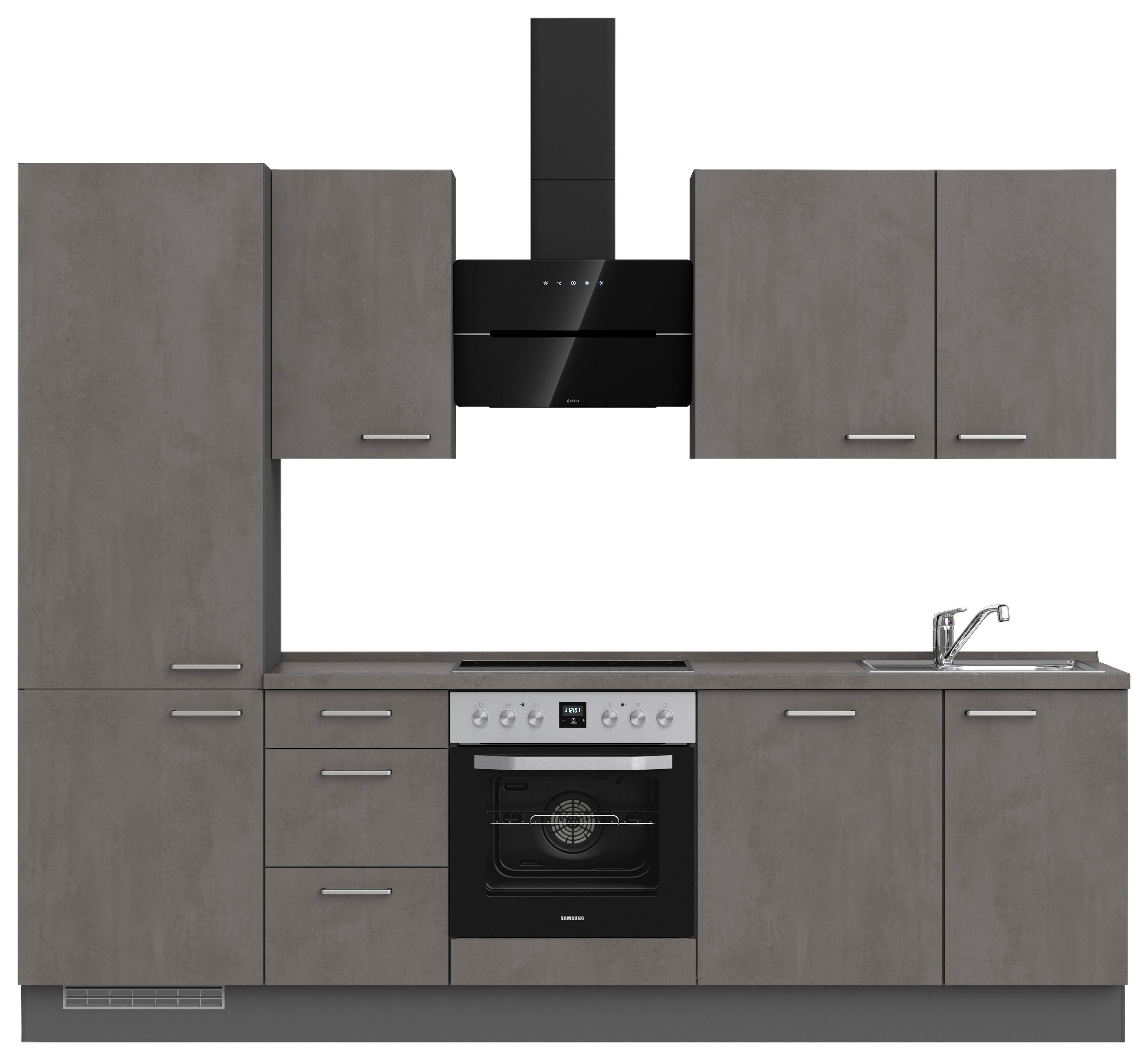 Kuchynská linka 270 cm, bridl.šedý betón/bridl.šedá - farba ušľachtilej ocele/bridlicová, Modern, kov/kompozitné drevo (270cm) - Nobilia