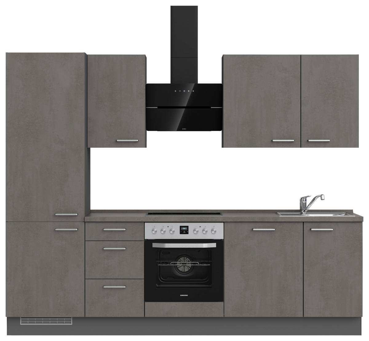 Kuchynská linka 270 cm, bridl.šedý betón/bridl.šedá - farba ušľachtilej ocele/bridlicová, Modern, kov/kompozitné drevo (270cm) - Nobilia