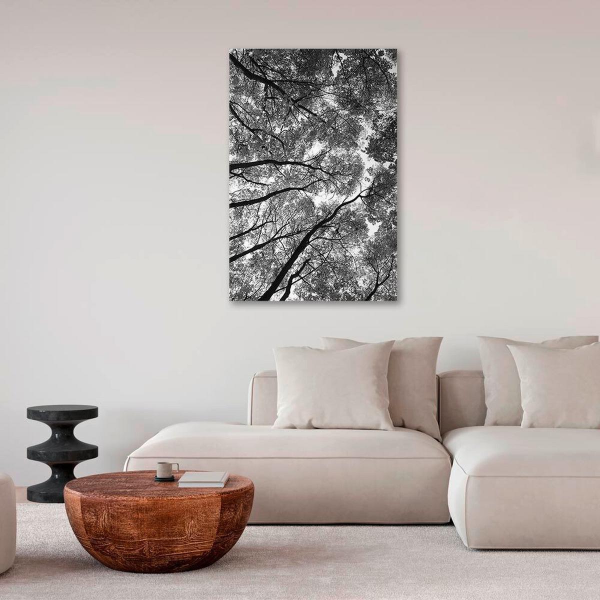 Leinwandbild High Trees Weiß Schwarz B: 40 cm - Schwarz/Weiß, Basics, Holzwerkstoff/Textil (40/60/1,2cm) - artgeist