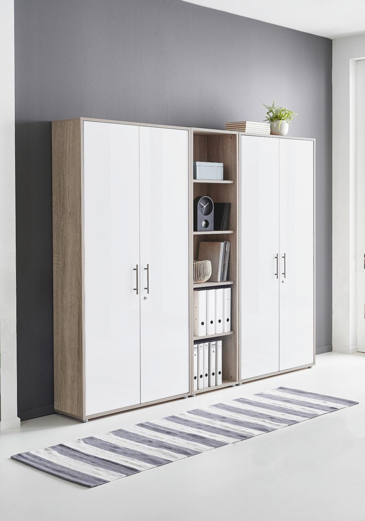 Büro Office Edition Sonoma Eiche Dekor/weiß - Weiß/Sonoma Eiche, MODERN, Holzwerkstoff/Metall - MID.YOU