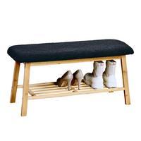 Schuhregal Naturfarben, Schwarz B: 90cm - Schwarz/Naturfarben, Basics, Naturmaterialien/Textil (90/45/34cm) - Kesper