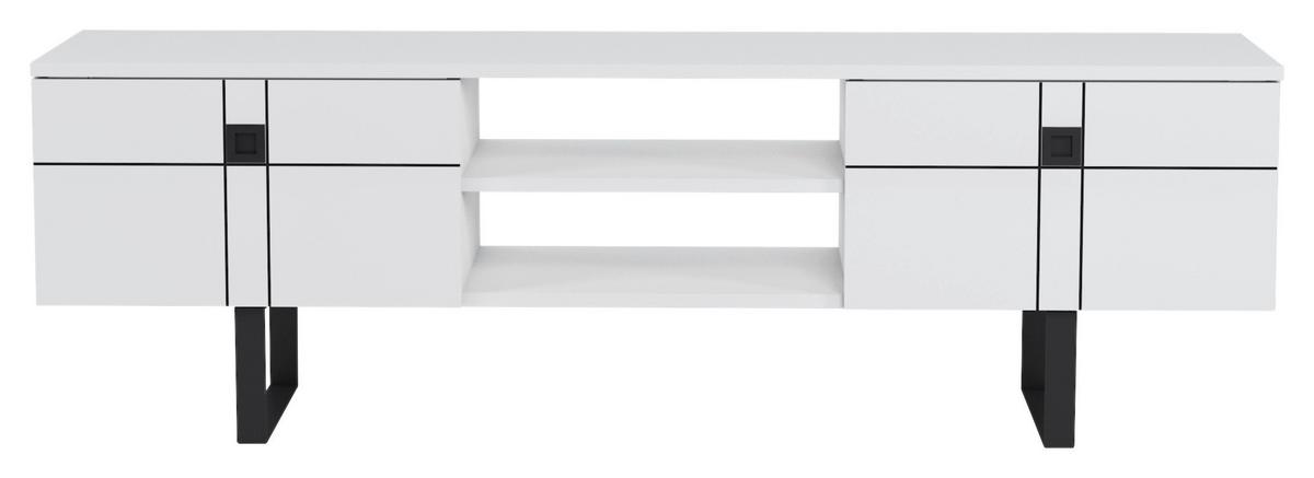 Lowboard Zeus Tv-Schrank - Schwarz/Weiß, Design, Holzwerkstoff (160/50/35cm) - Livetastic