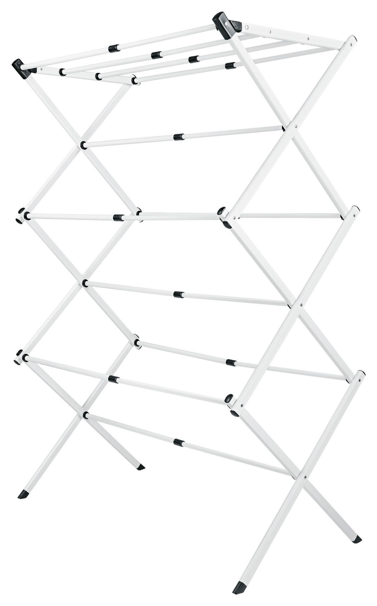 Wäscheständer Easymaxx Weiß, LxBxH: 75x37x104 cm - Weiß, Basics, Kunststoff/Metall (75/37/104cm)