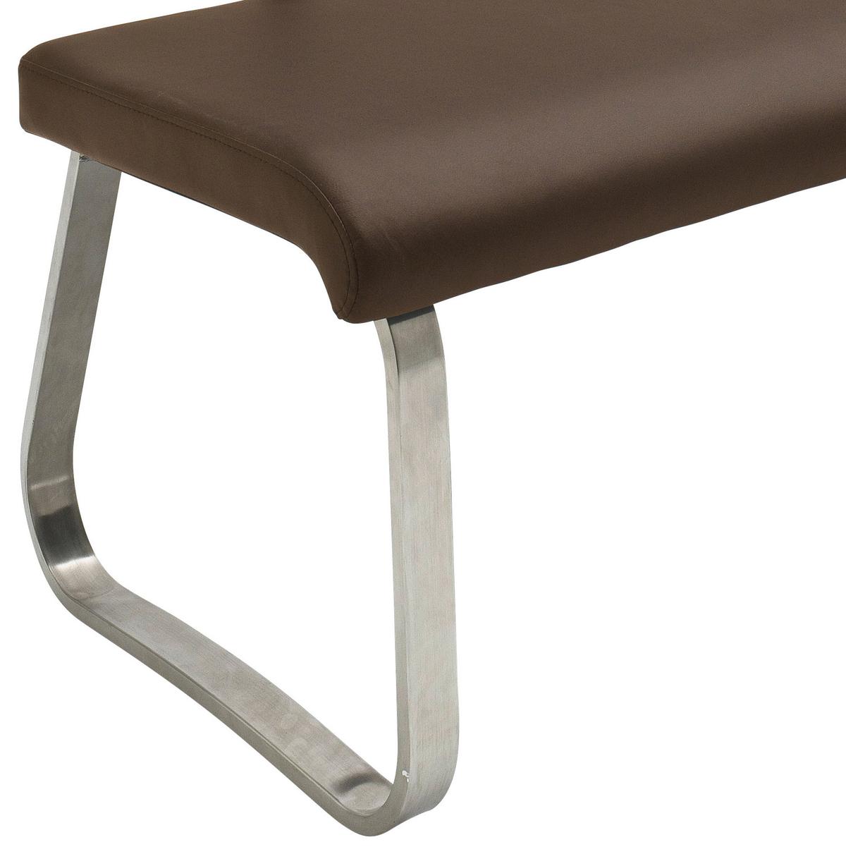 Sitzbank mit Lehne Braun Echtleder Arco 155x86x59 cm - Edelstahlfarben/Braun, Design, Leder/Metall (155/86/59cm) - Livetastic