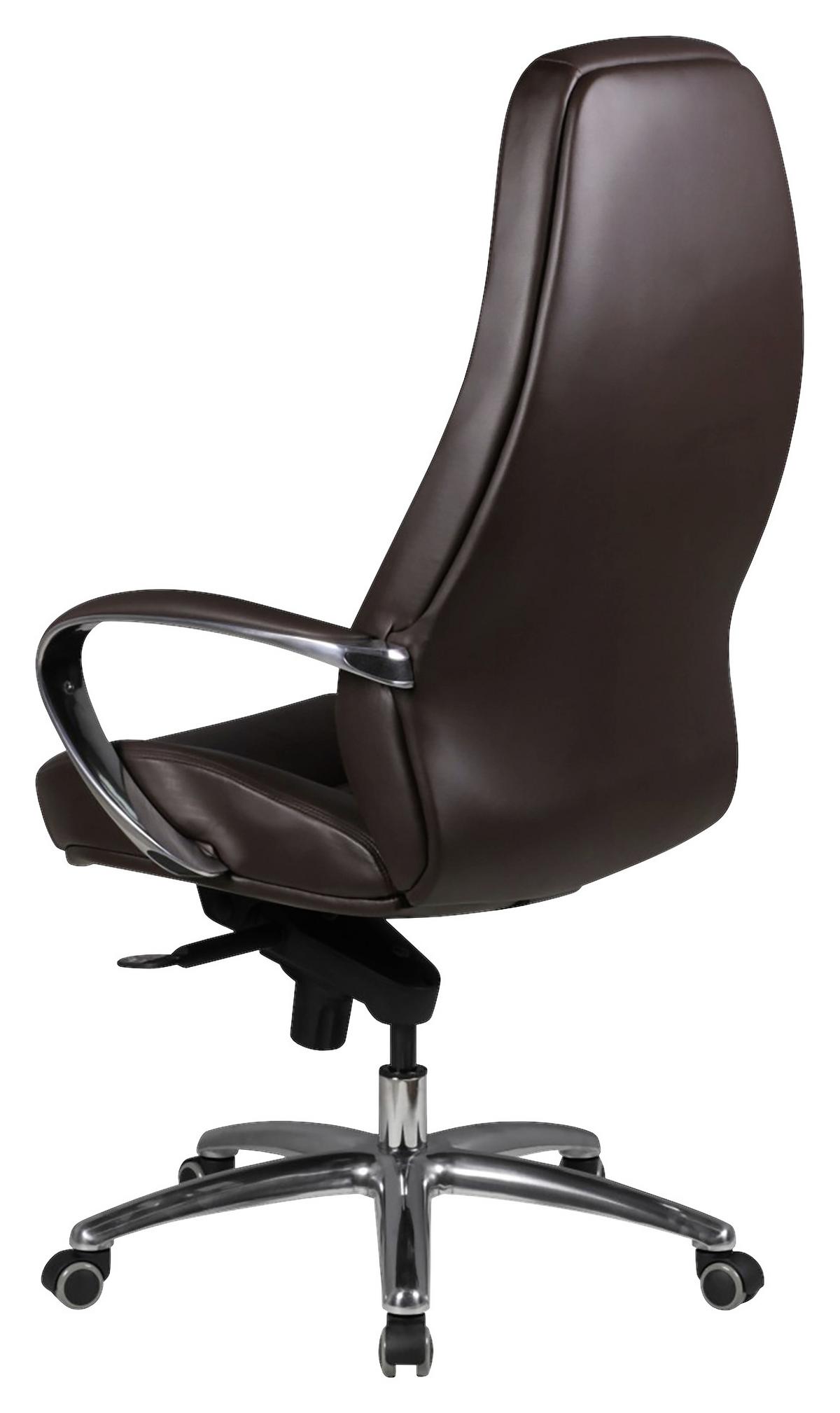 Kancelárske kreslo Austin z pravej kože - hnedá/hliníková, Modern, kov/koža (68/130/68cm) - MID.YOU