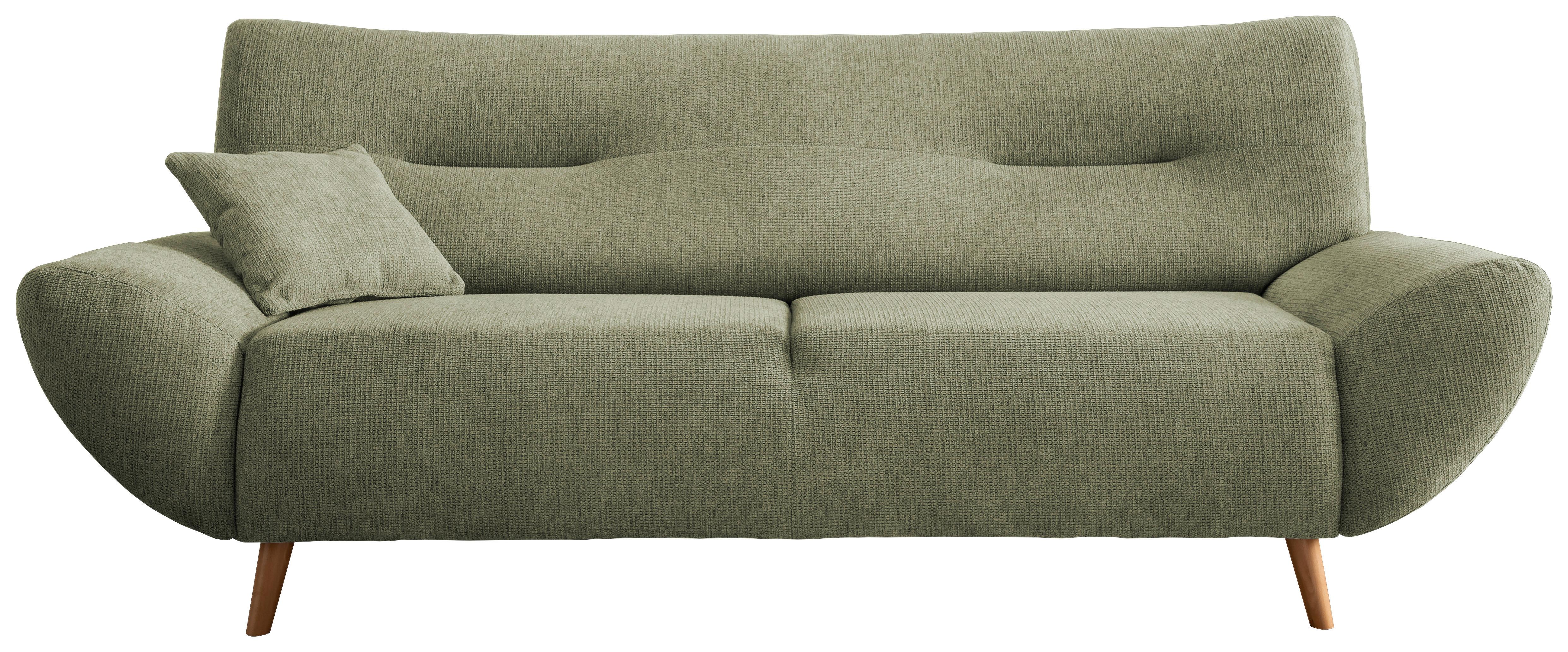 3-Sitzer-Sofa Drago Grün Zierkissen - Wildeiche/Grün, MODERN, Holz/Textil (205/81/90cm) - P & B
