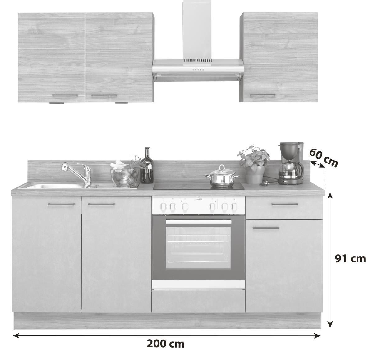 Küchenzeile Win Ohne Geräte Ohne Geräte B: 200 Cm - Anthrazit, Design, Holzwerkstoff (200cm) - Express
