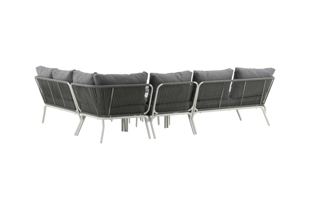 Loungegarnitur 4-tlg Roxo Metall/textil Mit Kissen - Weiß/Grau, KONVENTIONELL, Textil/Metall - Gardenson