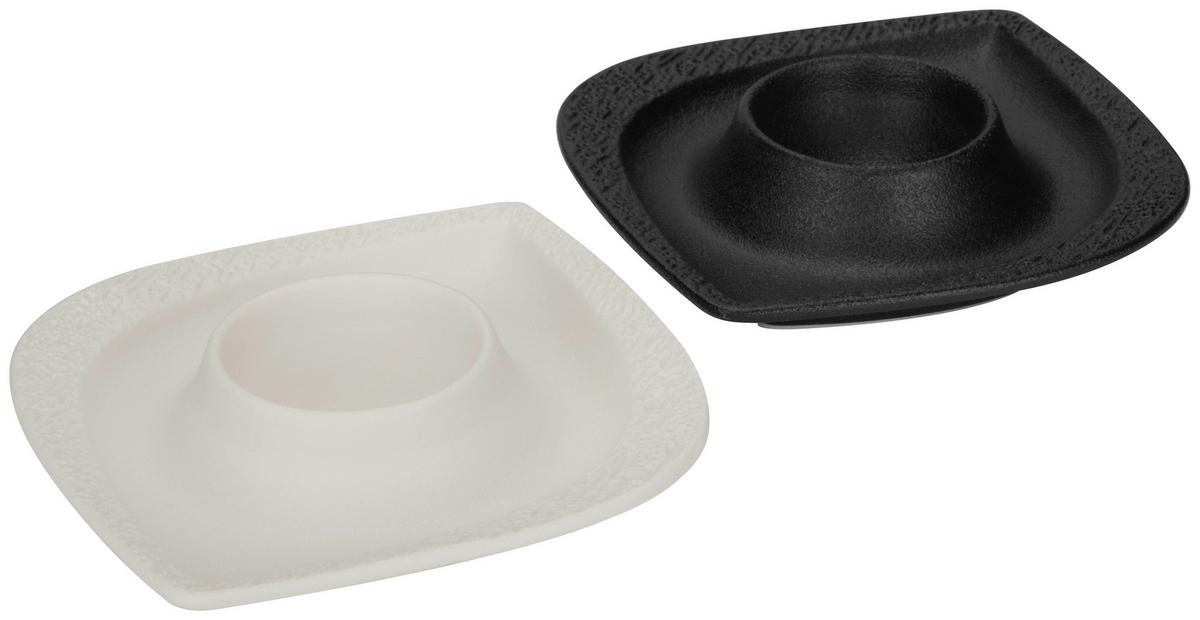 Eierbecher Vivien - Schwarz/Weiß, Basics, Keramik (10,3/2,4/10,3cm) - James Wood