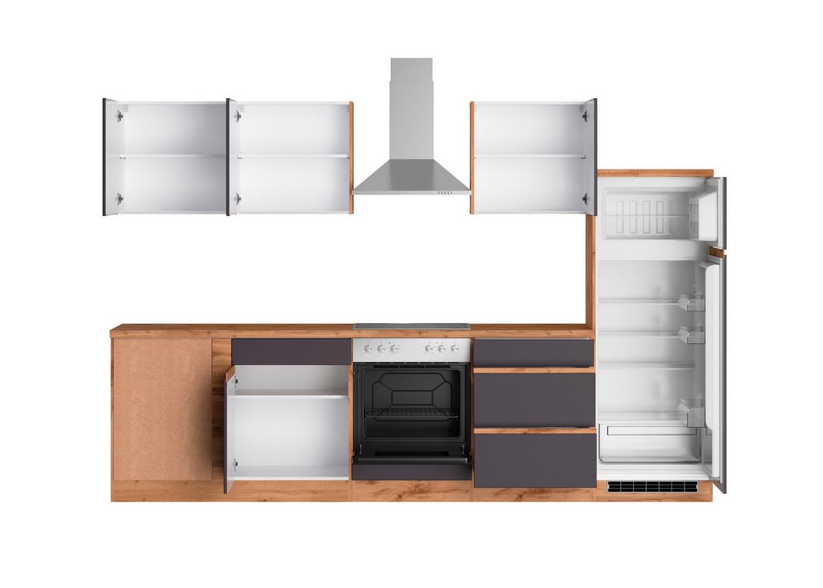 Eckküche Turin Mit Geräte 240x300 Cm Grau/eiche Dekor - Eiche Wotan/Grau, Design, Holzwerkstoff (240/300cm) - Held