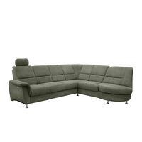 Ecksofa mit Relaxfunktion Parole Dunkelgrün Chenille - Chromfarben/Dunkelgrün, MODERN, Textil (275/236cm) - Livetastic