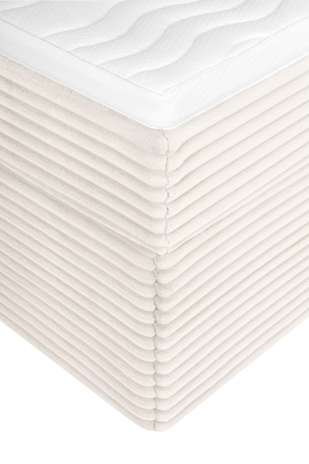 Boxbett Cordoba Creme, Lf: 160x200 cm - Creme/Schwarz, Basics, Holz/Textil (160/200cm) - Livetastic