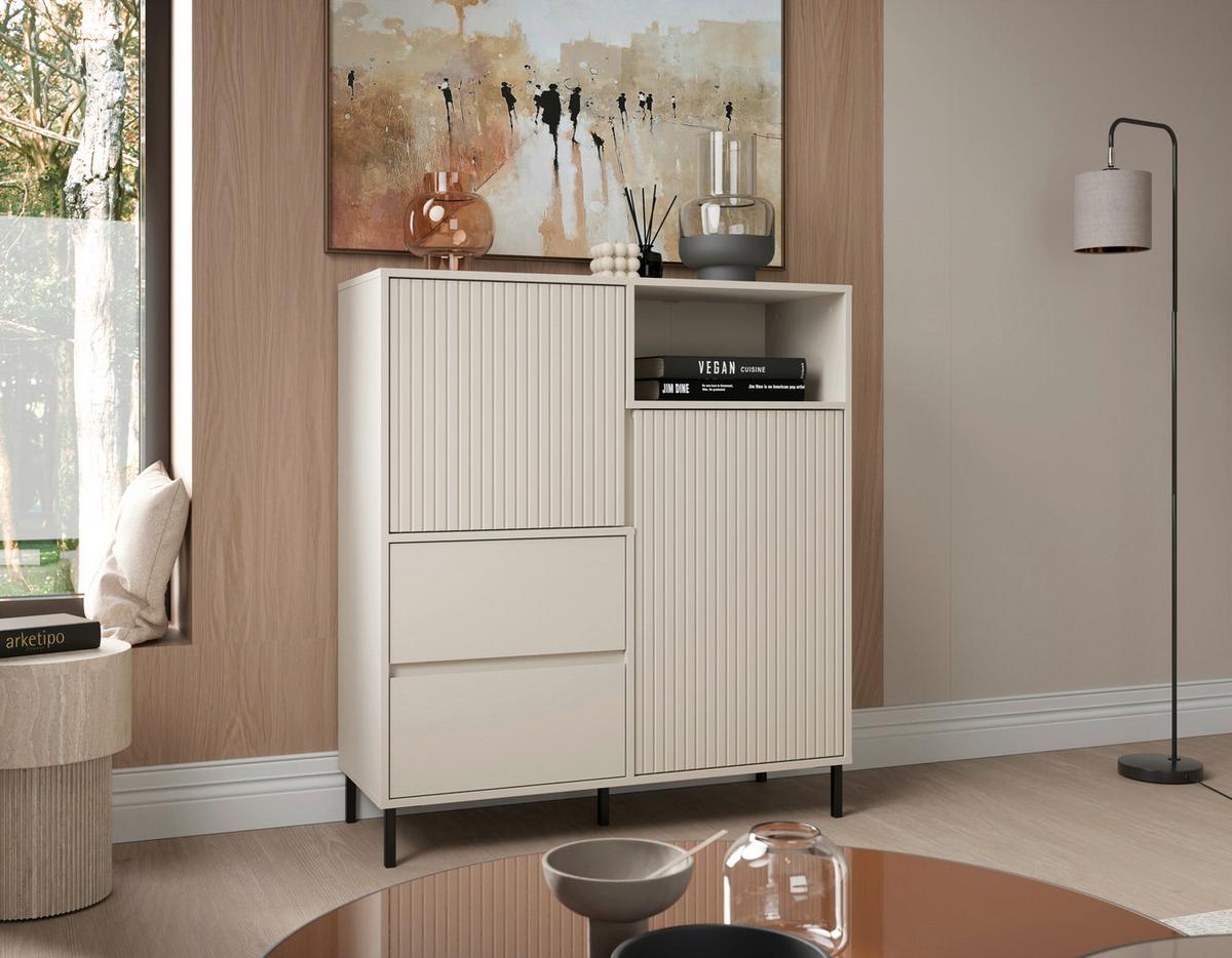 Kommode Avenale Kaschmir B: 105,4 Cm - Kaschmir/Schwarz, Trend, Holzwerkstoff (105,4/117,2/40cm)