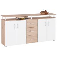 Kommode 176 Cm Lift, Eiche Dekor/weiß - Eichefarben/Weiß, MODERN, Holzwerkstoff (176/90/38cm)
