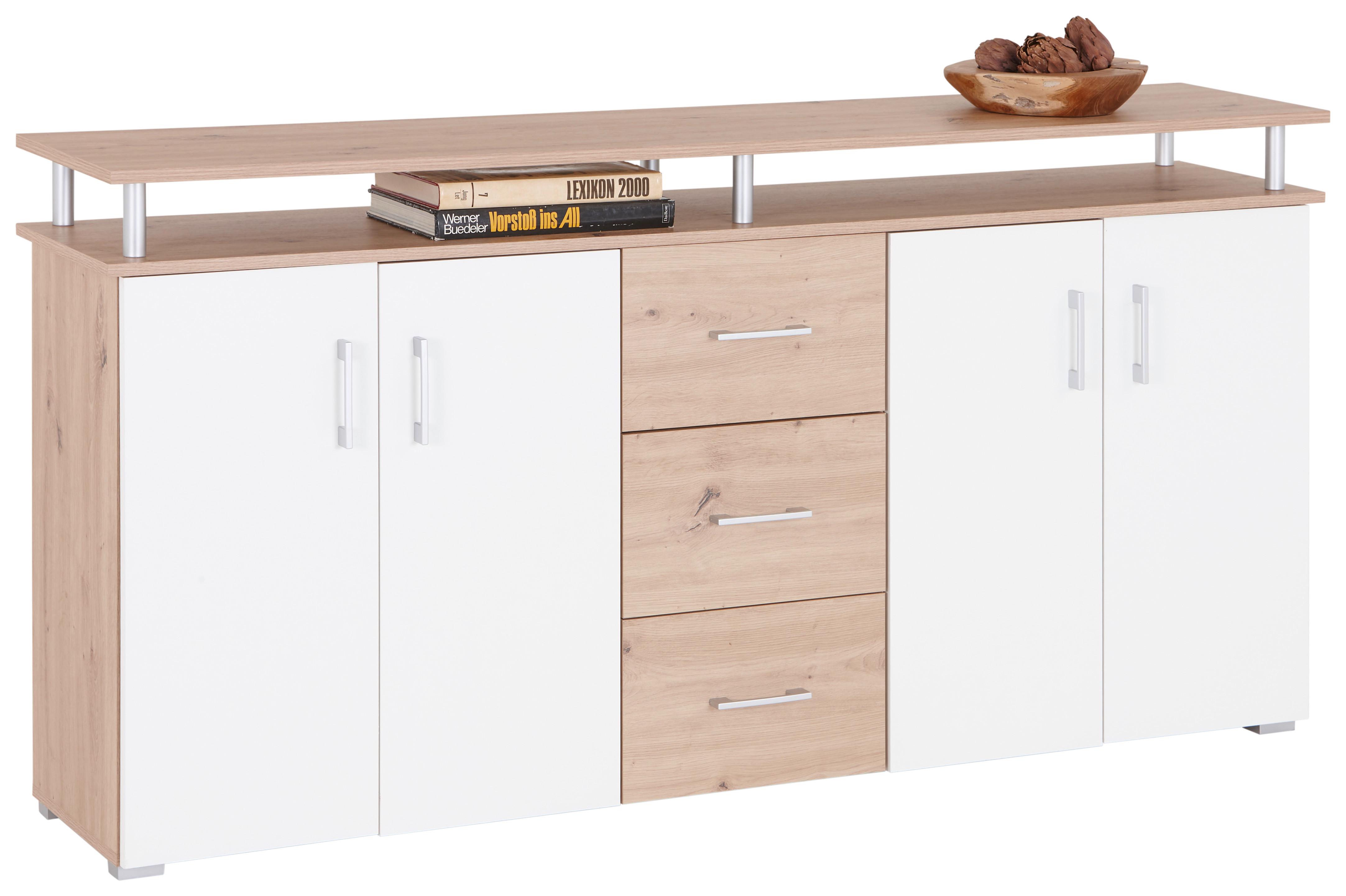Kommode 176 Cm Lift, Eiche Dekor/weiß