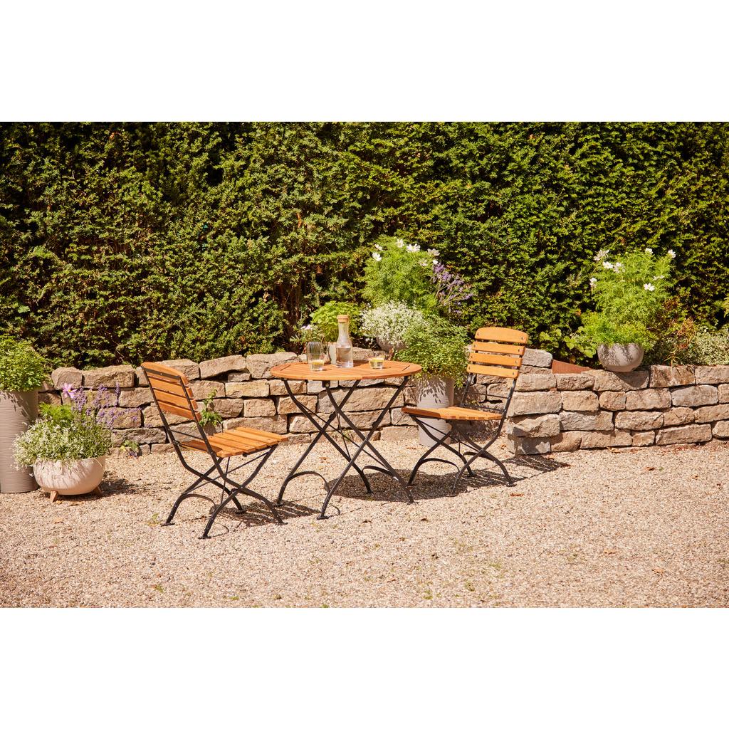 Gartentisch Klappbar Robinienholz/metall ⌀ 85 Cm