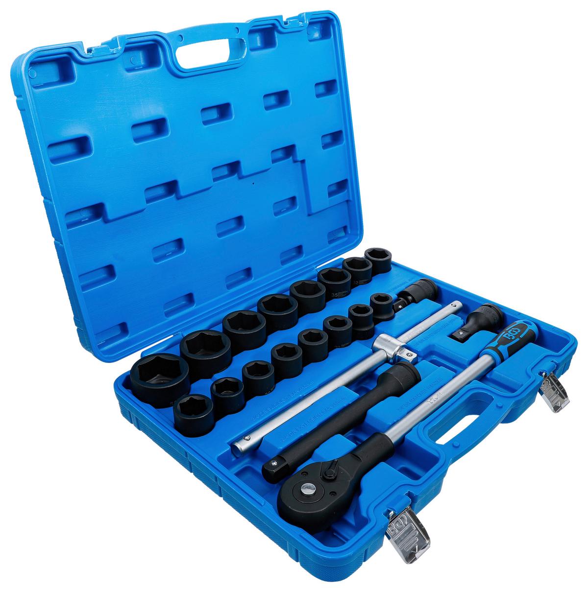 Steckschlüssel-Satz 21-Teilig Blau/Schwarz/Silberfarben - Blau/Silberfarben, Basics (54,2/41/10,8cm)