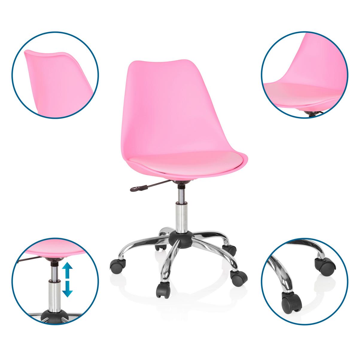 Drehstuhl Fancy pro Lederlook Pink bis 80kg - Pink, MODERN, Kunststoff/Textil (48/86/54cm) - MID.YOU