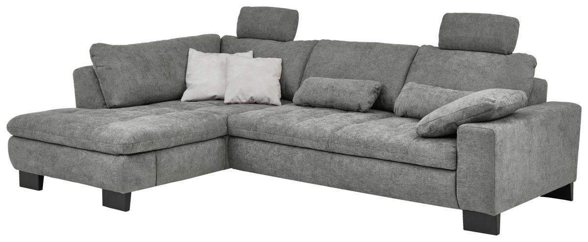 Rohová sedačka LANDO, levá, šedá žinylka, s funkcemi - šedá/černá, Moderní, kov/textil (197/289cm) - Premium Living