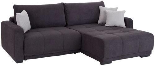 Ecksofa mit Schlaffunktion + Bettkasten Genova, Webstoff - Anthrazit, ROMANTIK / LANDHAUS, Holz (166/250cm) - Ondega